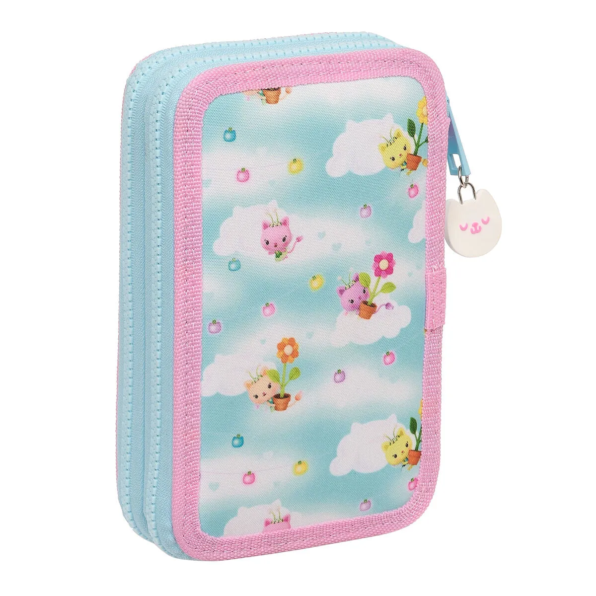 Double Pencil Case Gabby's Dollhouse Blue 12.5 x 19.5 x 4 cm (28 Pieces)