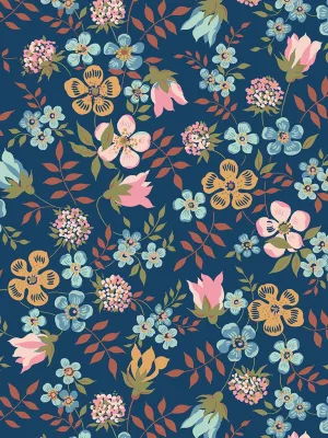 Edenham Dark Blue - Liberty of London Cotton Tana Lawn - Half Yard