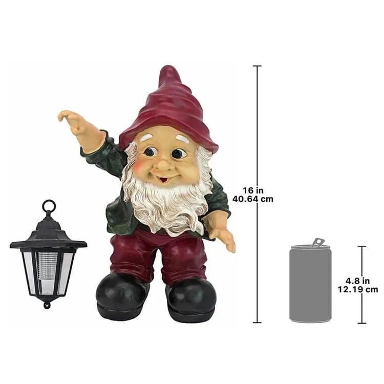 Edison with the Lighted Lantern Garden Gnome Statue by Design Toscano