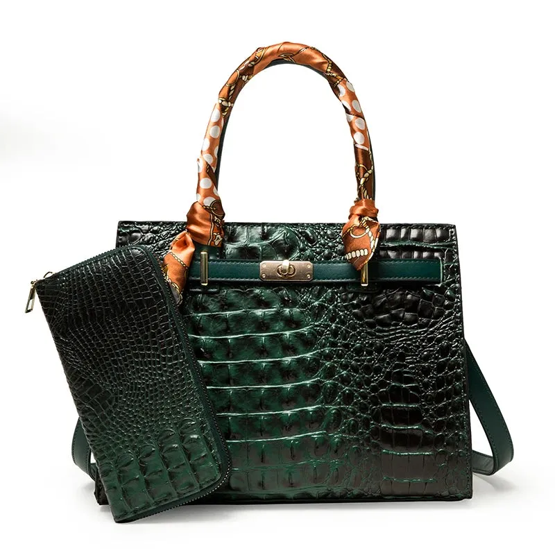 Exquisite Crocodile-Pattern Tote Bag