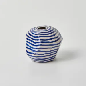 Facet Vase Small Blue Lines