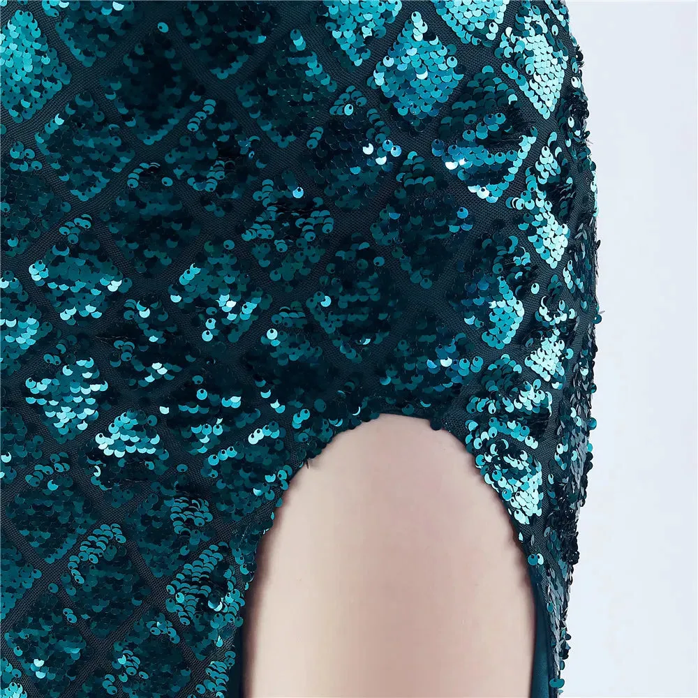 Fishbone Ratchet Sequin Dress