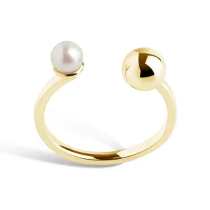 FJ0075 925 Sterling Silver Pearl & Ball Ring