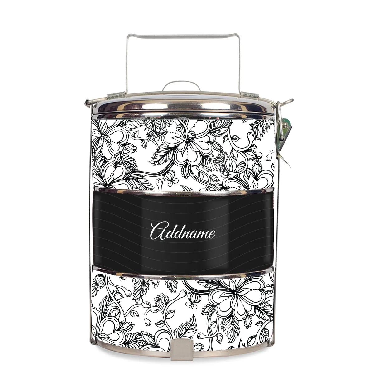 Floral Artline Series 3-Tier Standard Small 12cm Tiffin Carrier [FREE Custom Add Name]