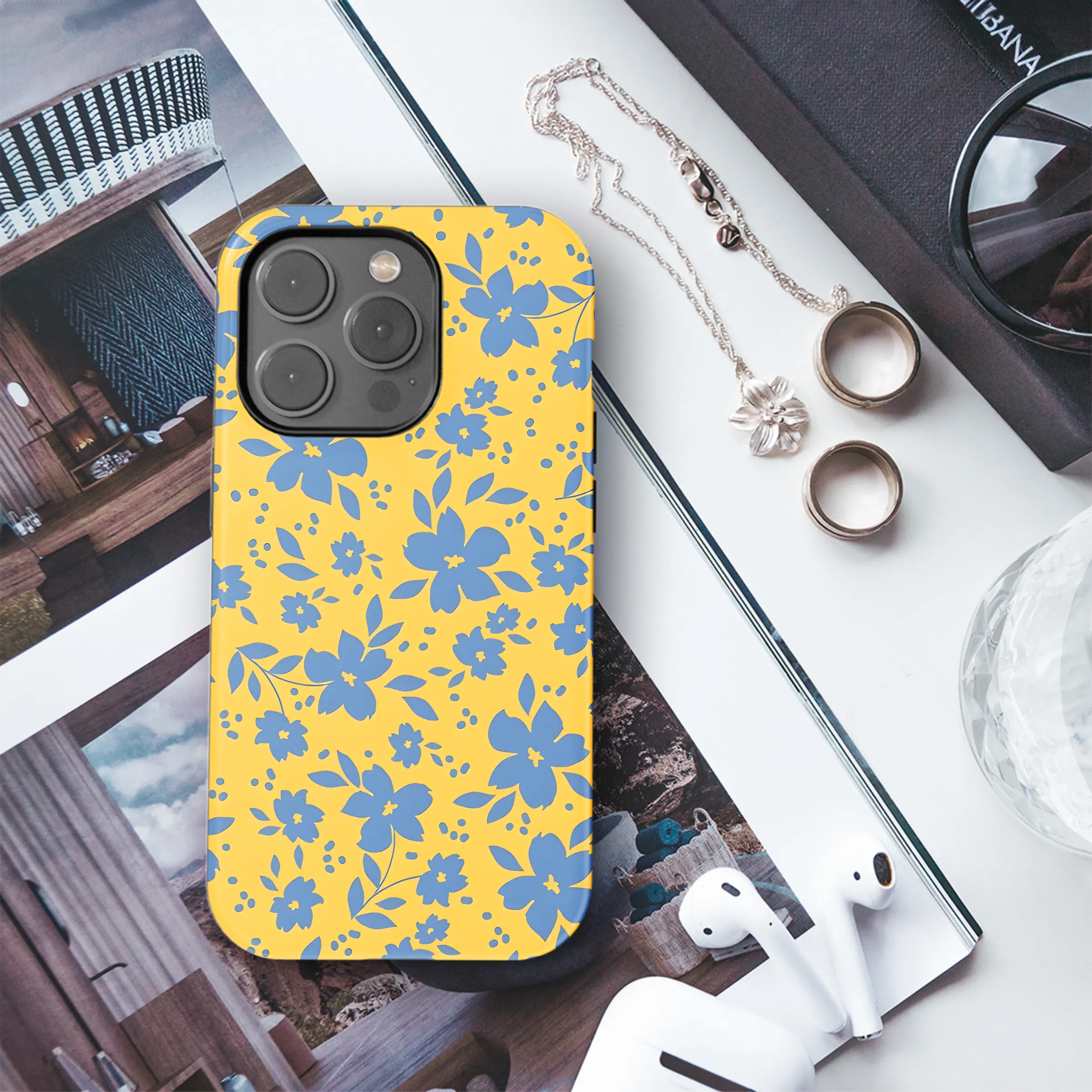 Floral Pattern Yellow  Phone Case iPhone Samsung Cover Pixel 2362