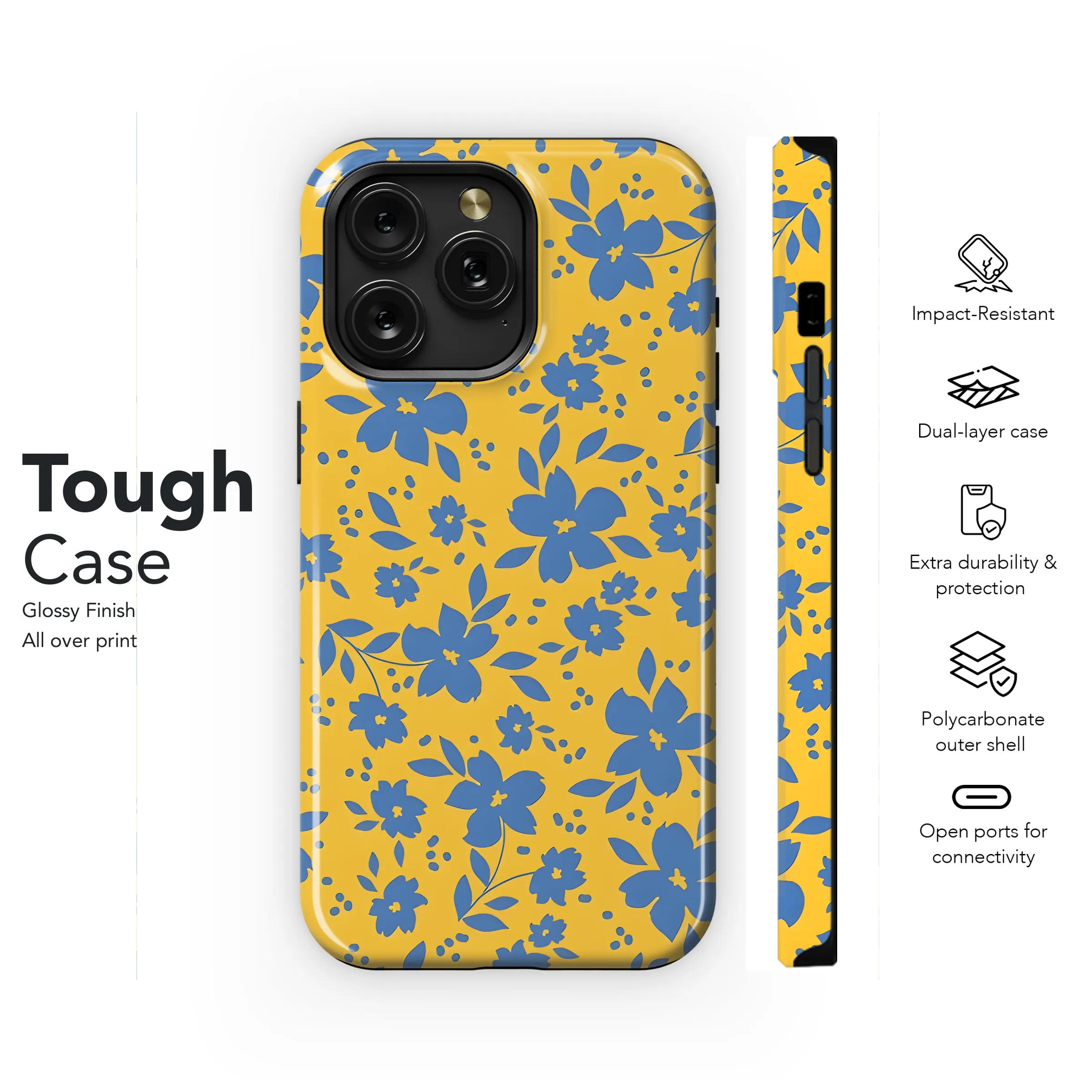 Floral Pattern Yellow  Phone Case iPhone Samsung Cover Pixel 2362