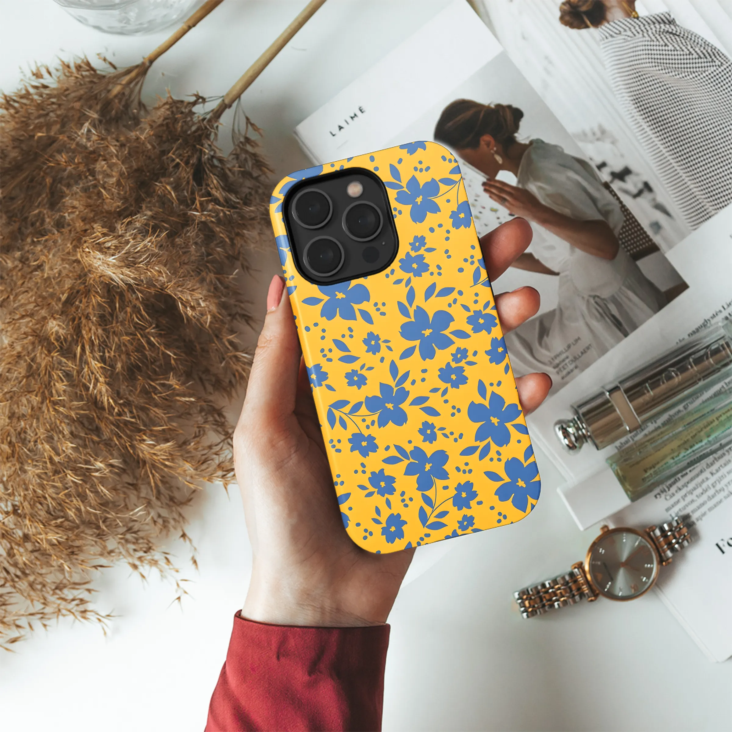 Floral Pattern Yellow  Phone Case iPhone Samsung Cover Pixel 2362