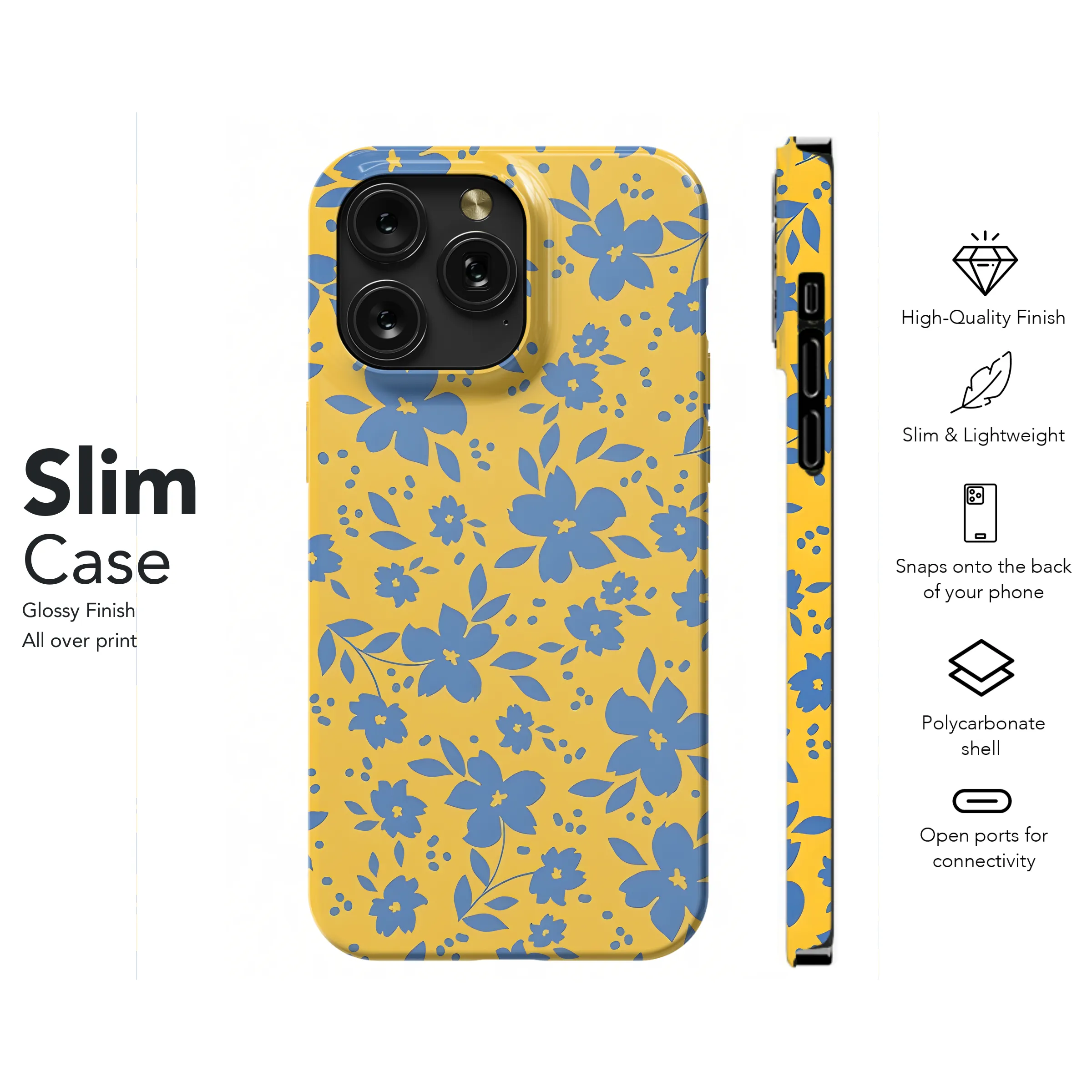 Floral Pattern Yellow  Phone Case iPhone Samsung Cover Pixel 2362