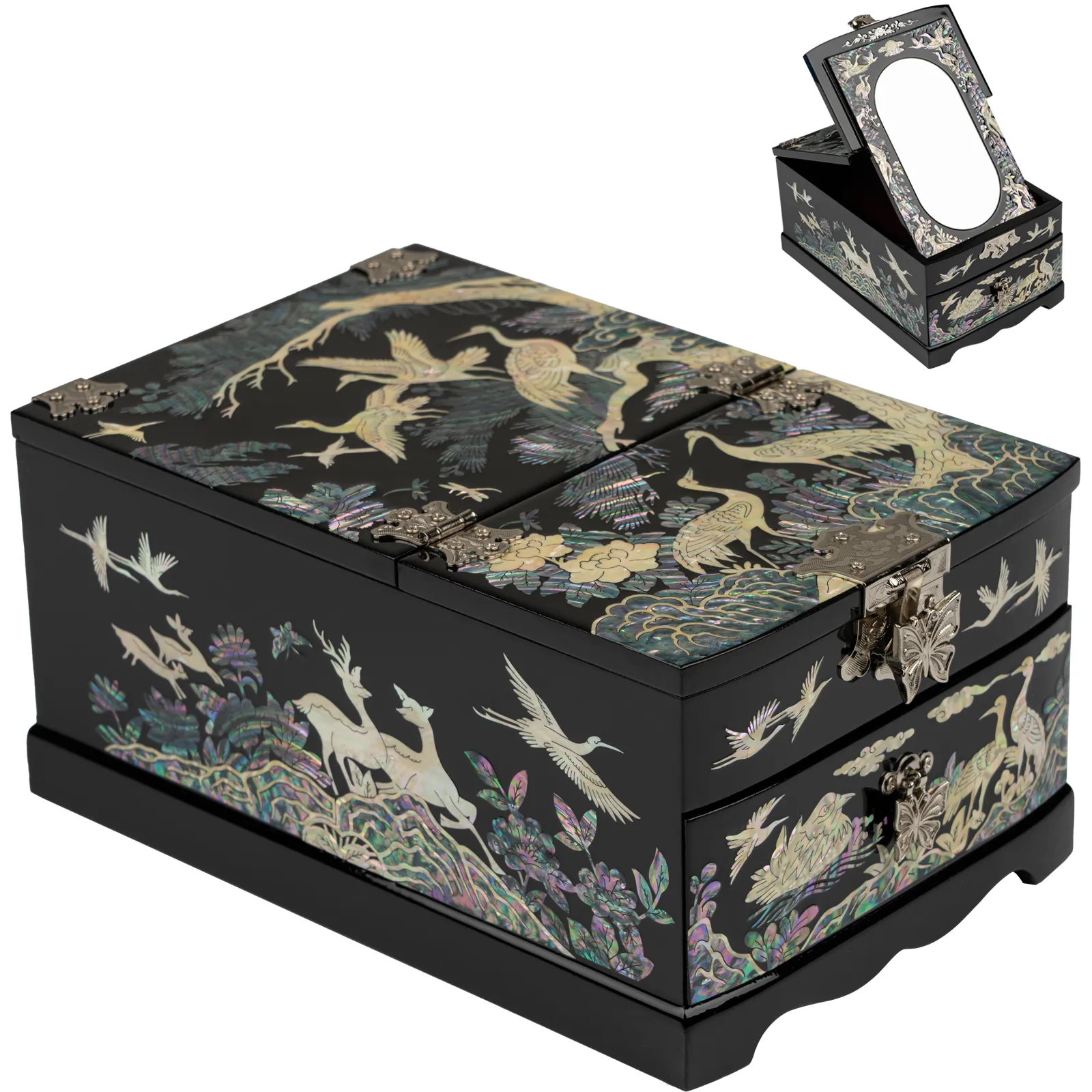 Folding Mirror with Drawer Jewelry Box