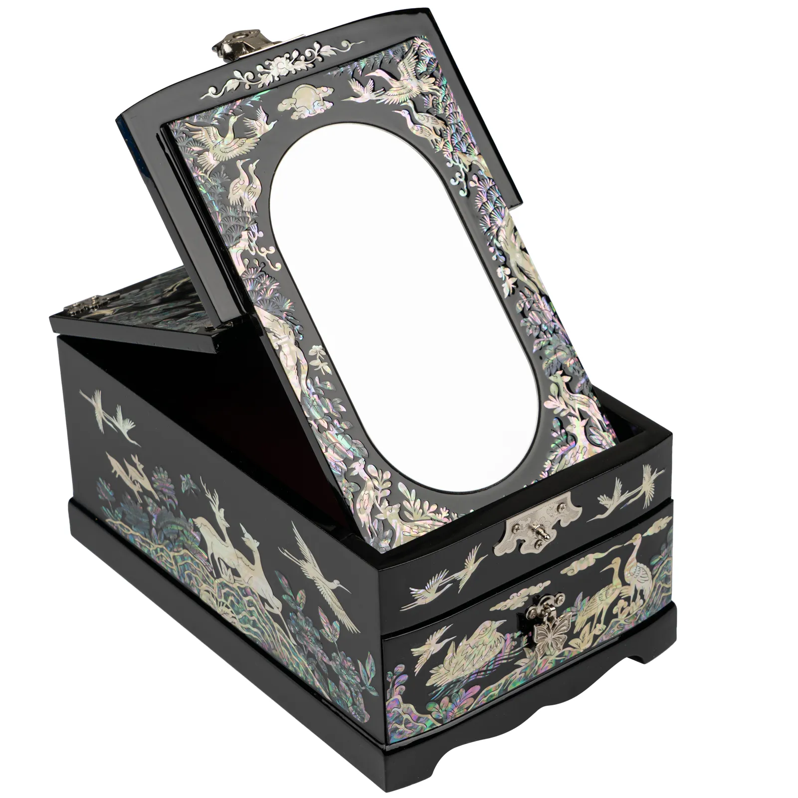 Folding Mirror with Drawer Jewelry Box