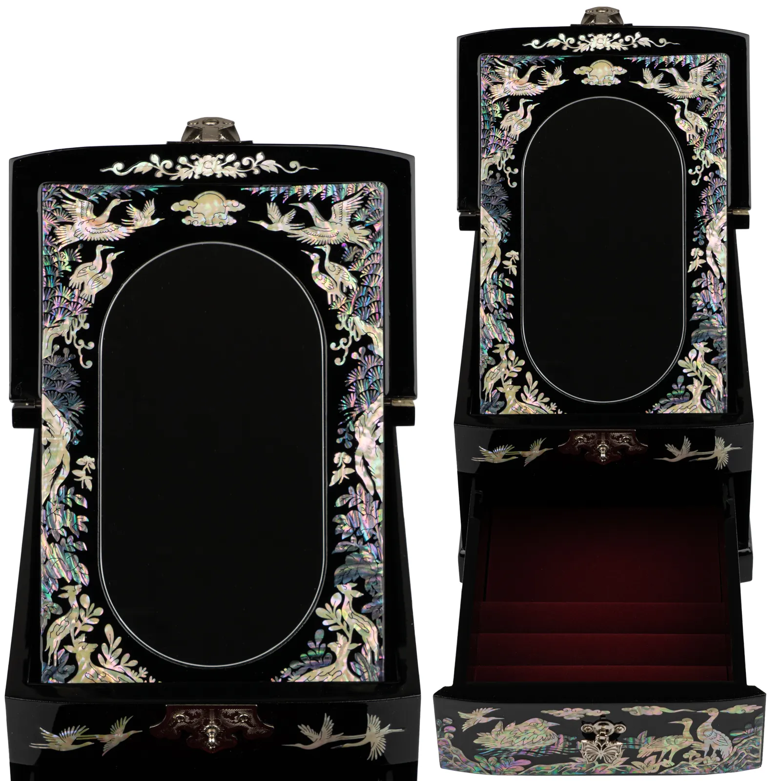 Folding Mirror with Drawer Jewelry Box