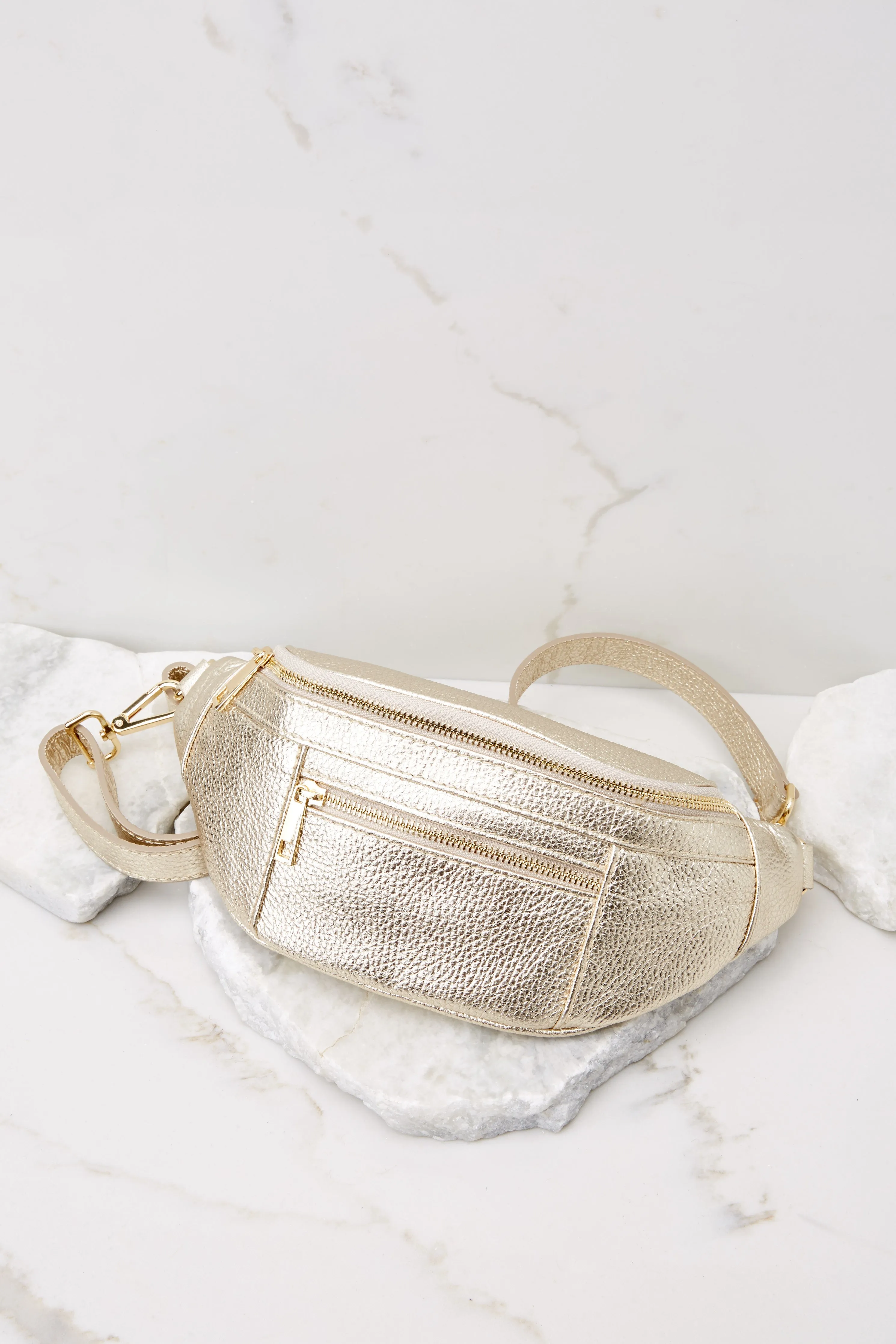 For Travel's Sake Gold Leather Fanny Pack