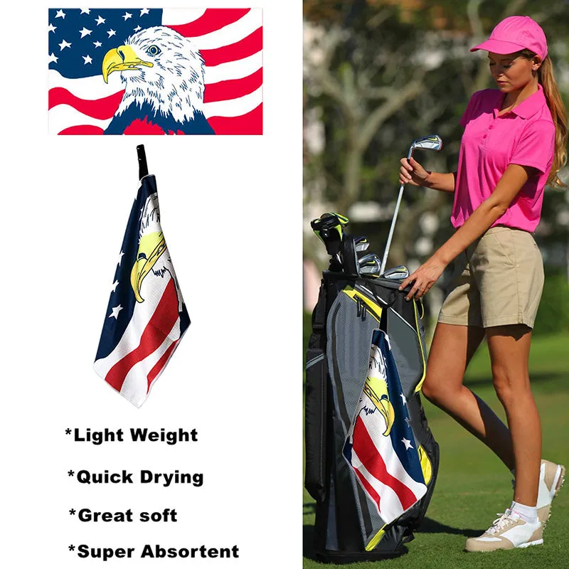 Golf Towel Printed 14X42 Inch With Grommet Clip 1 Pack Flag