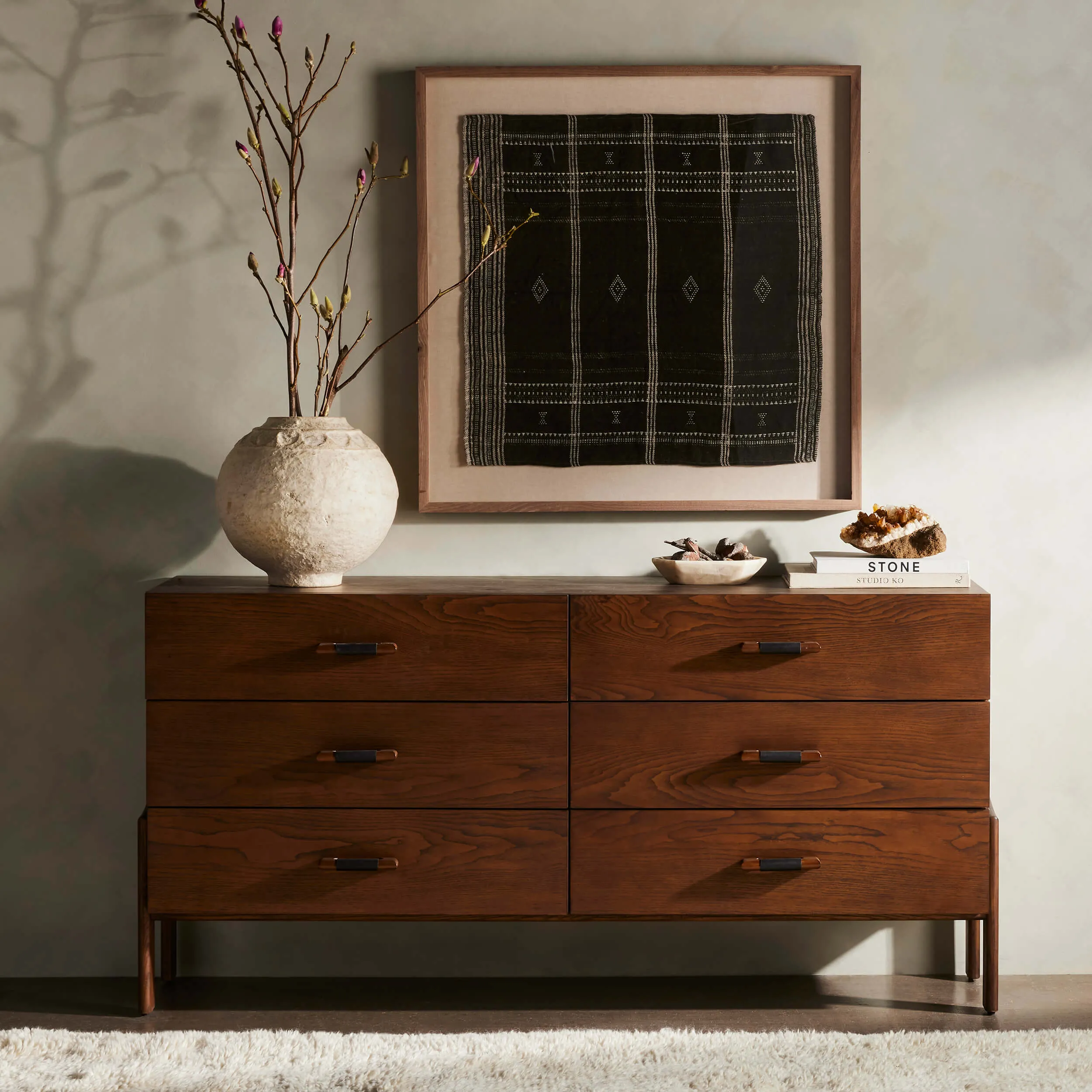 Halston 6 Drawer Dresser, Brown Ash