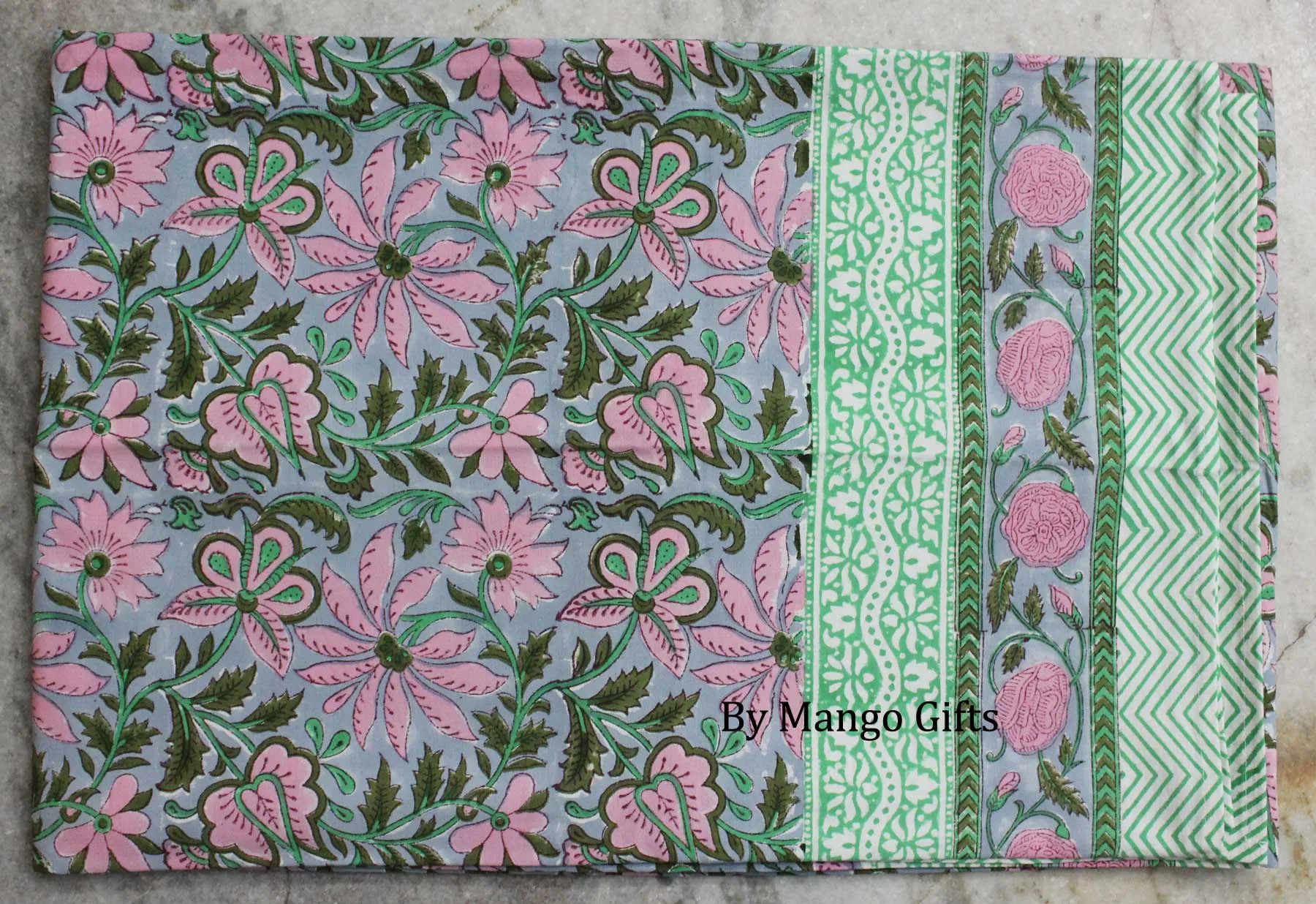 Hand Block Print India Table Cloth 60 x 90 Inches 100% Cotton Table Cover Floral Print