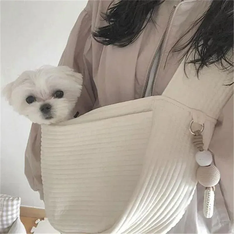 Handmade Dog Bag Pet Kitten Carrier | Outdoor Travel Handbag | Canvas Single Shoulder Cat Bag Sling | Comfort Tote Bag | Breathable