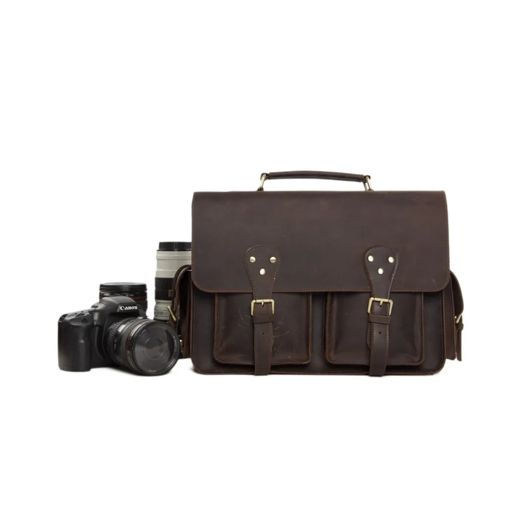 Handmade Rustic Leather Satchel Messenger DSLR Camera Bag