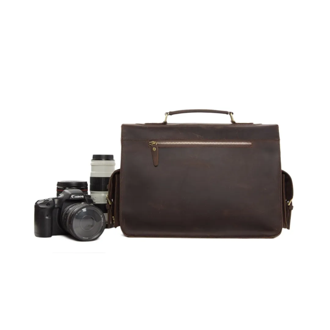 Handmade Rustic Leather Satchel Messenger DSLR Camera Bag