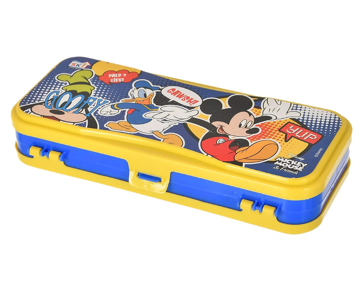 Heart Home Mickey Mouse & Friends Printed Double Sided Plastic Pencil Box, Pencil Case for School Supplies (Yellow)-50HH01276