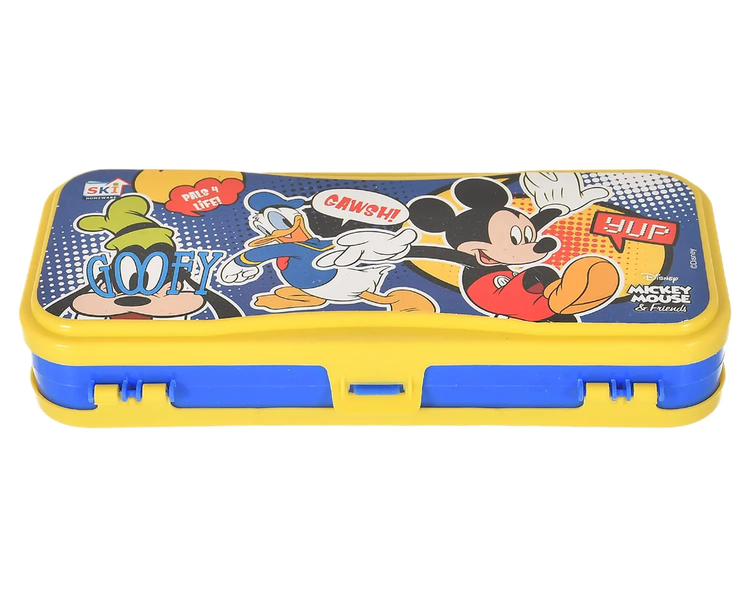 Heart Home Mickey Mouse & Friends Printed Double Sided Plastic Pencil Box, Pencil Case for School Supplies (Yellow)-50HH01276