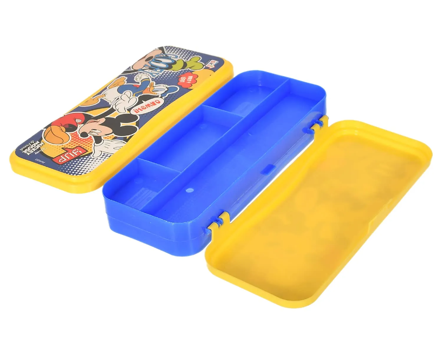 Heart Home Mickey Mouse & Friends Printed Double Sided Plastic Pencil Box, Pencil Case for School Supplies (Yellow)-50HH01276