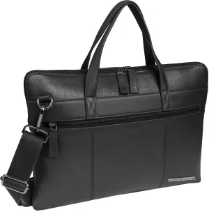 Hey Handsome 16" Pebble Grain Genuine Leather Briefcase - Black