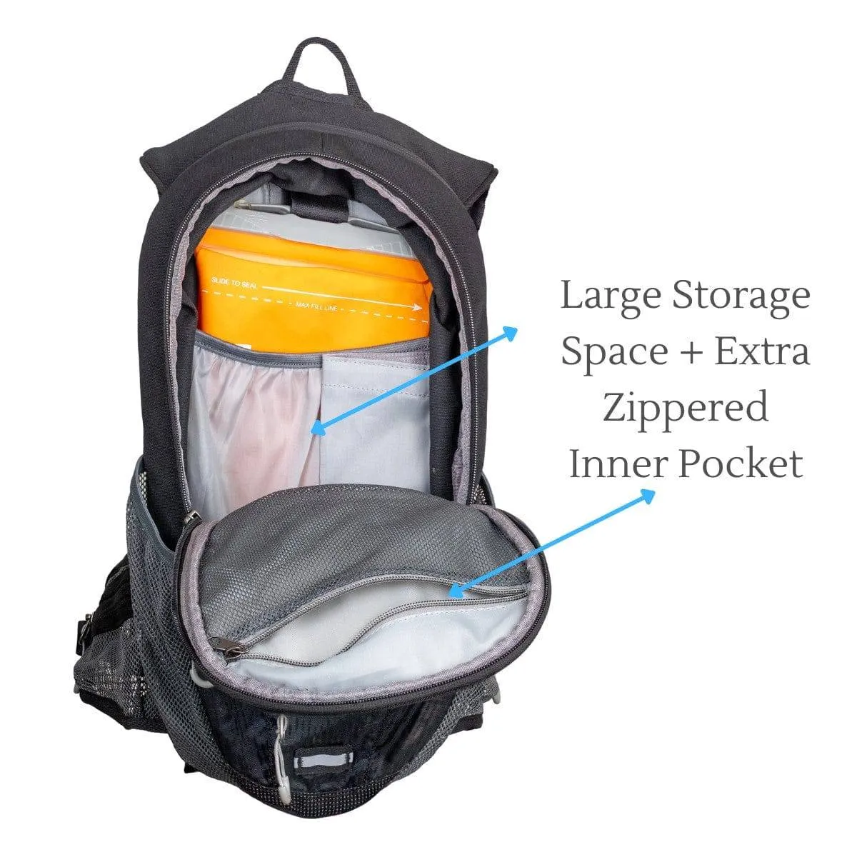 Hydration Reservoir Water Bladder - 2L   Stealth Hydration Backpack with Rain Cover - 8L Combo