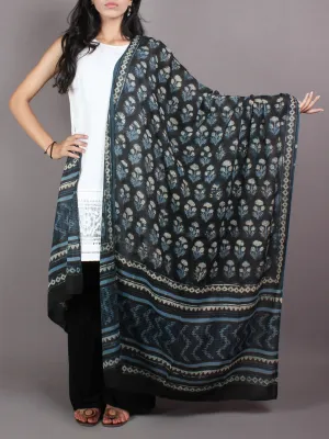 Indigo Multi Color Cotton Mul Hand Block Printed Dupatta - D0417066