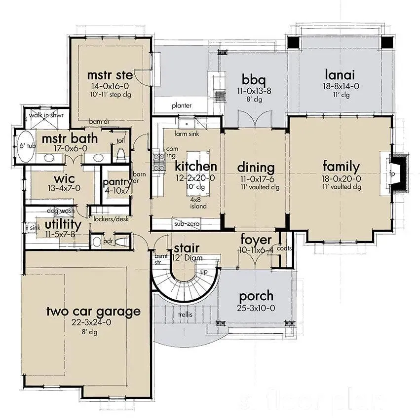 Inviting House Plan: 2,425 sq ft with Bonus Room and Spacious Lanai