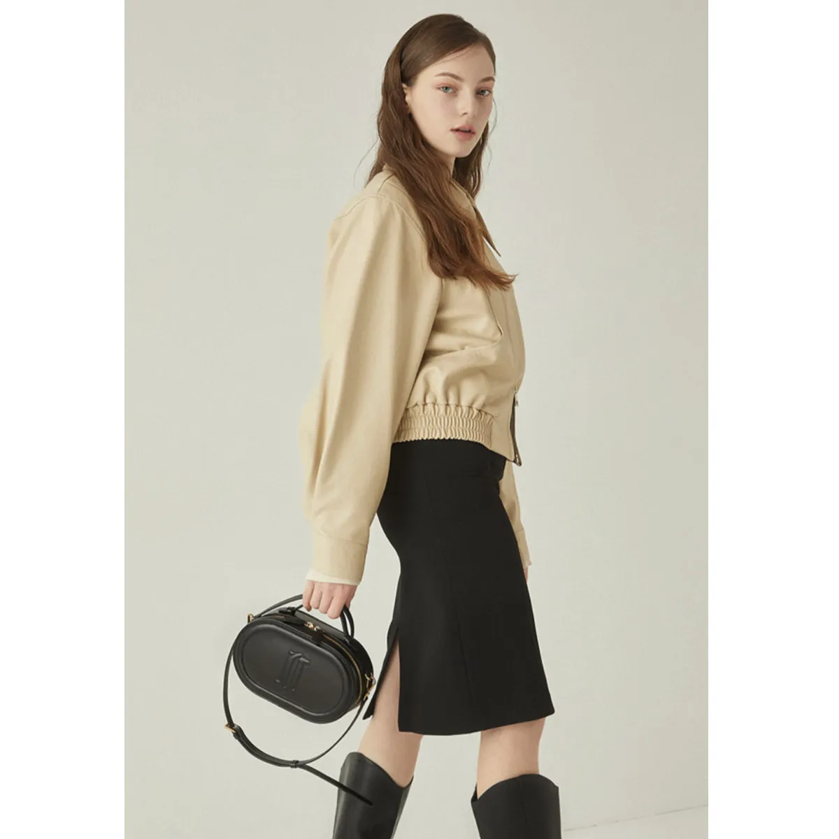 J.ESTINA EMMA SM Crossbody Bag Black Cowhide Box Type Shoulder Bag Tote Bag Minyoung Park's Pick