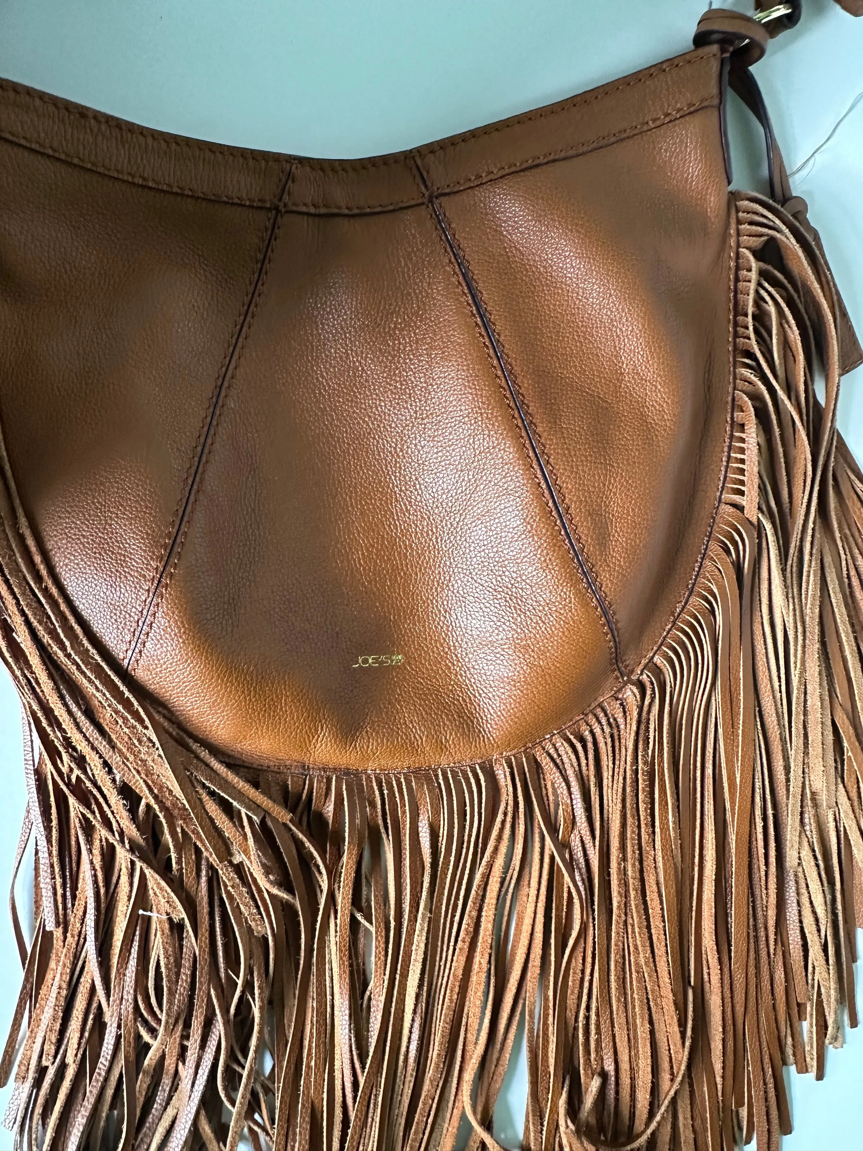 JOES Tan Leather Large Hobo Fringe Bag