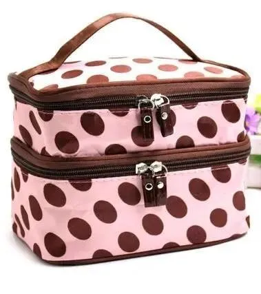 Large Capacity Travel Makeup & Toiletries Organizer - Double Layer Zipper Cosmetic Bag