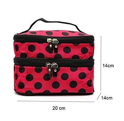 Large Capacity Travel Makeup & Toiletries Organizer - Double Layer Zipper Cosmetic Bag