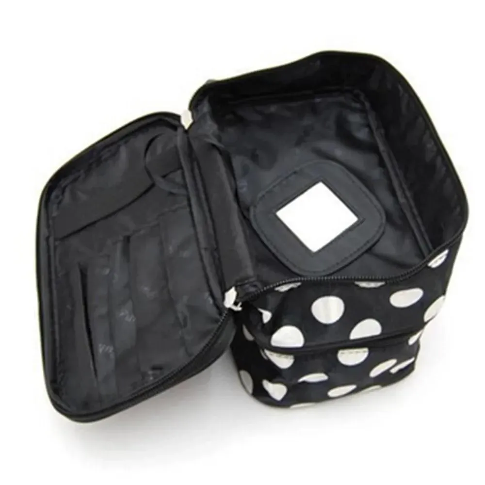 Large Capacity Travel Makeup & Toiletries Organizer - Double Layer Zipper Cosmetic Bag