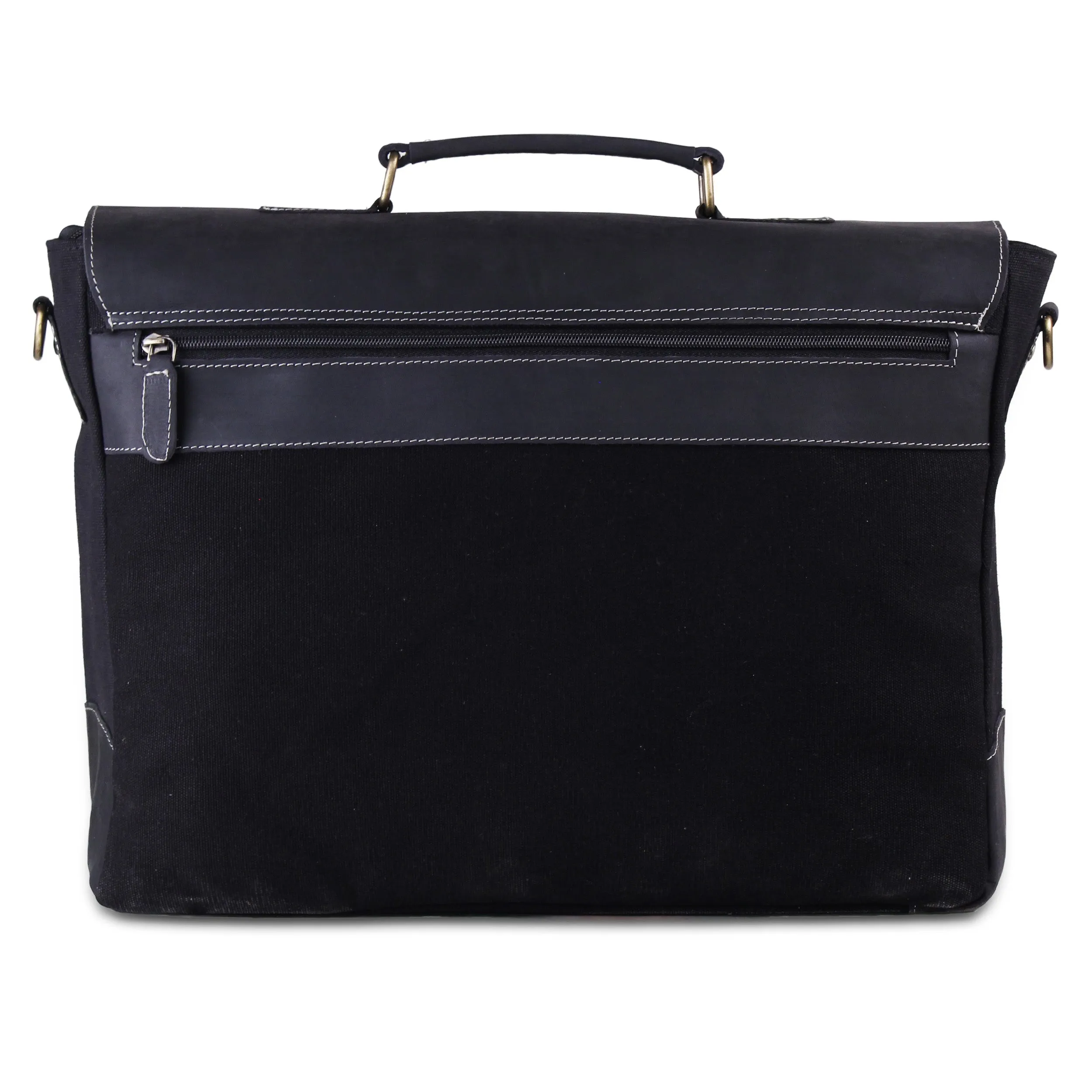 Leather Messenger Bag for Men 15.6" Laptop Satchel Briefcase Bag - Black