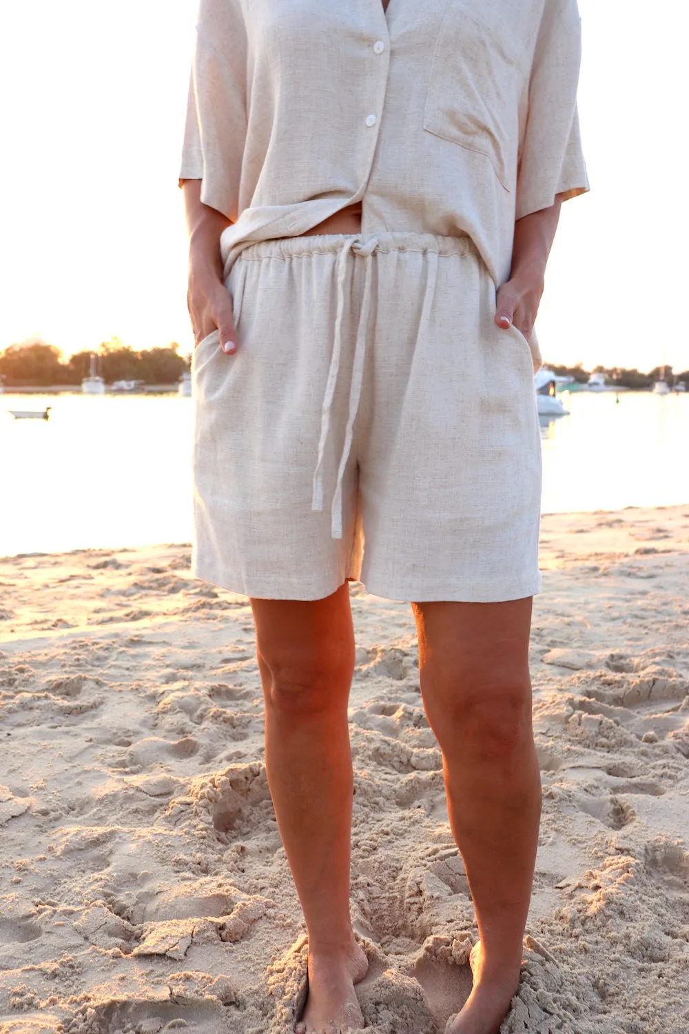 Lighthouse Lux Linen Shorts in Natural