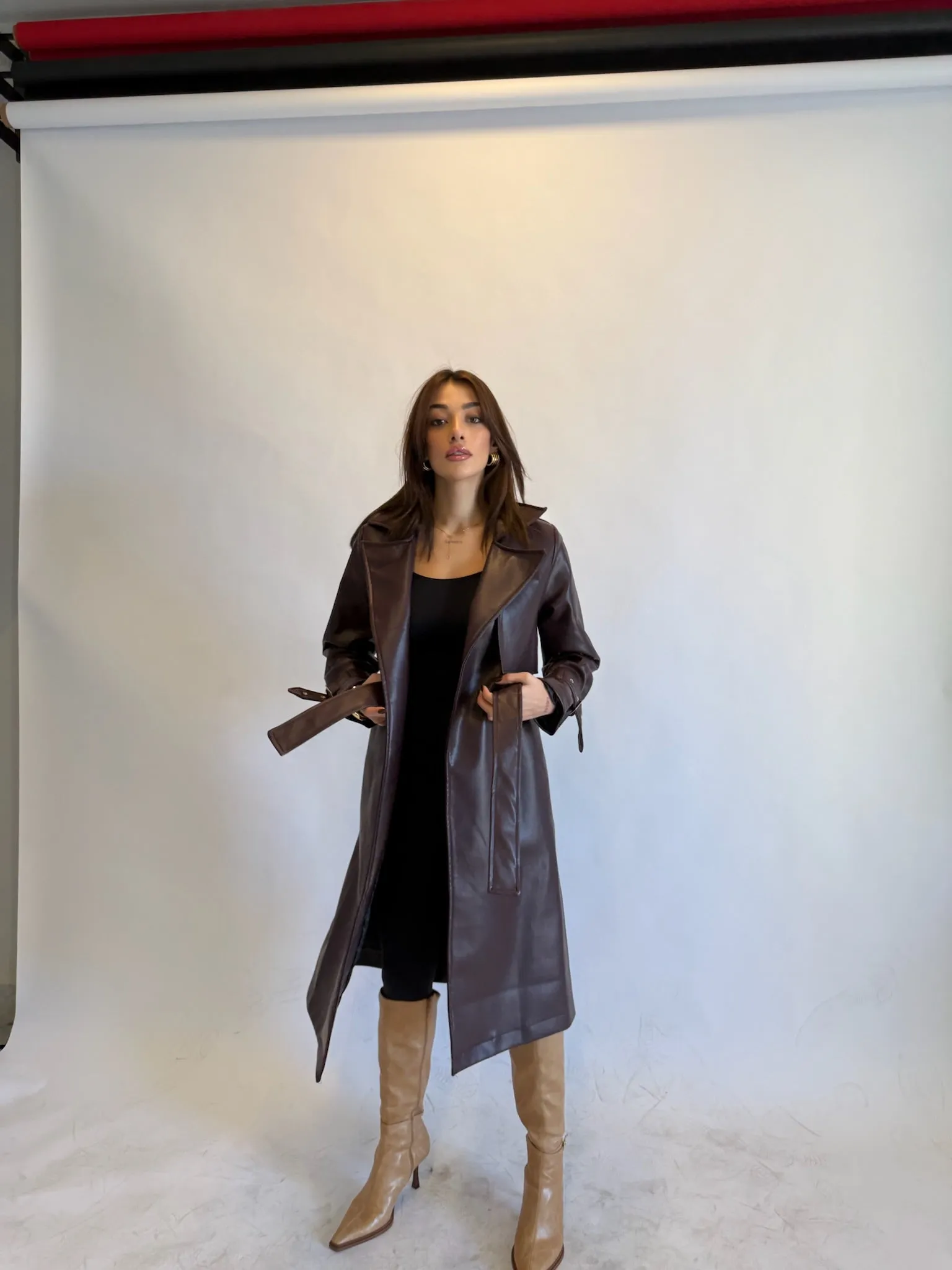 Lisa Burgundy Leather Coat