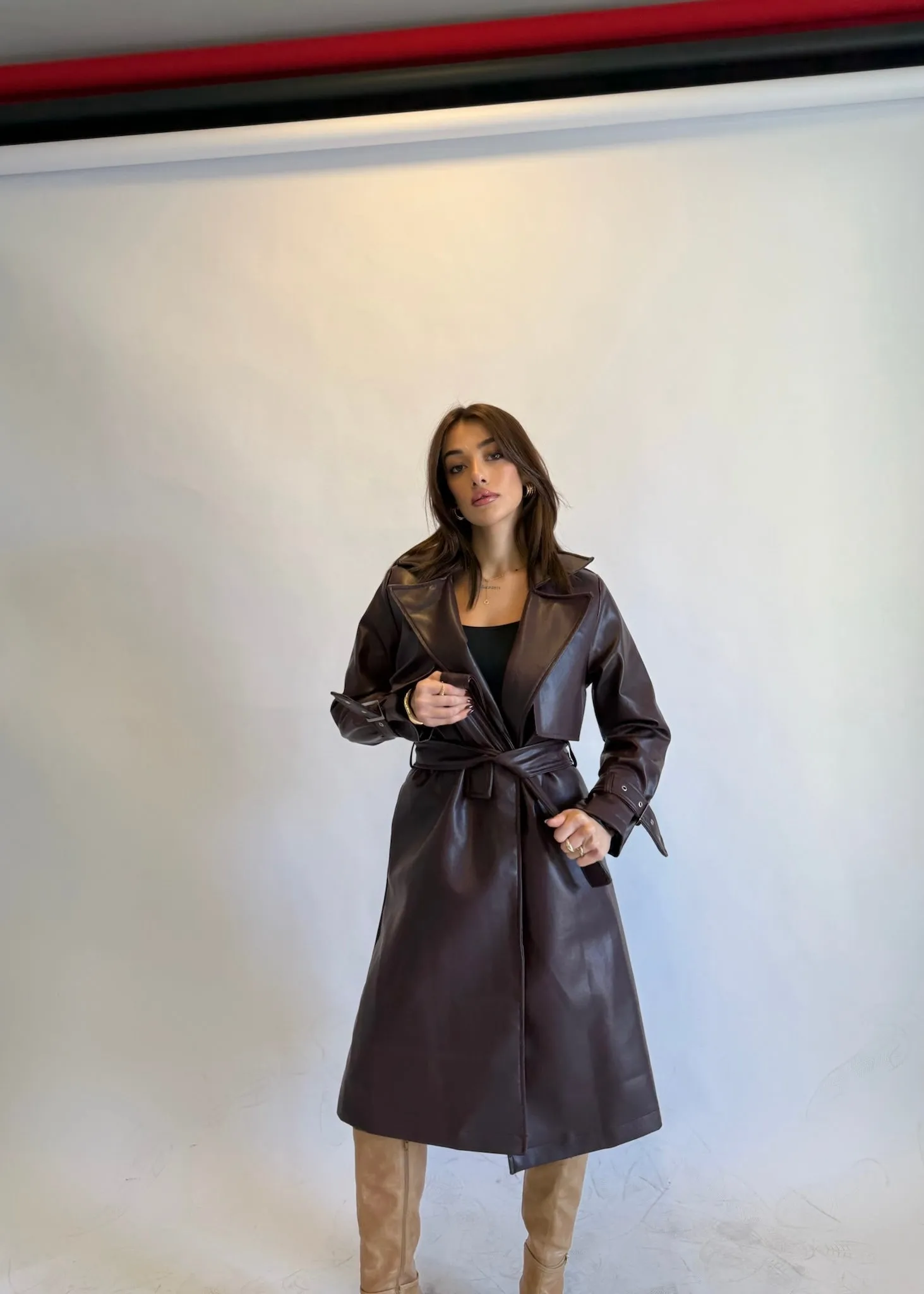 Lisa Burgundy Leather Coat