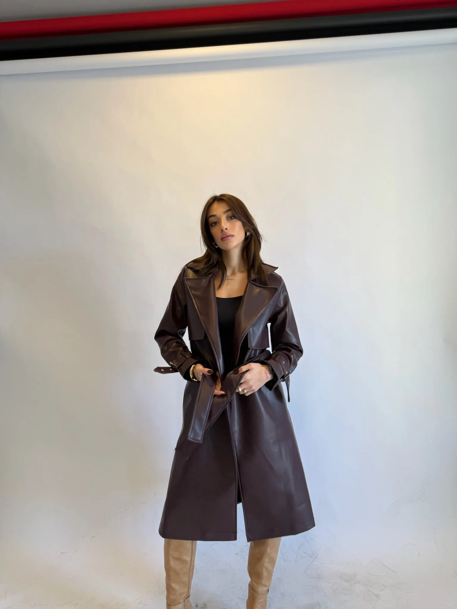 Lisa Burgundy Leather Coat