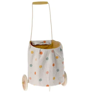 Maileg Trolley, Multi dots with Yellow Lining