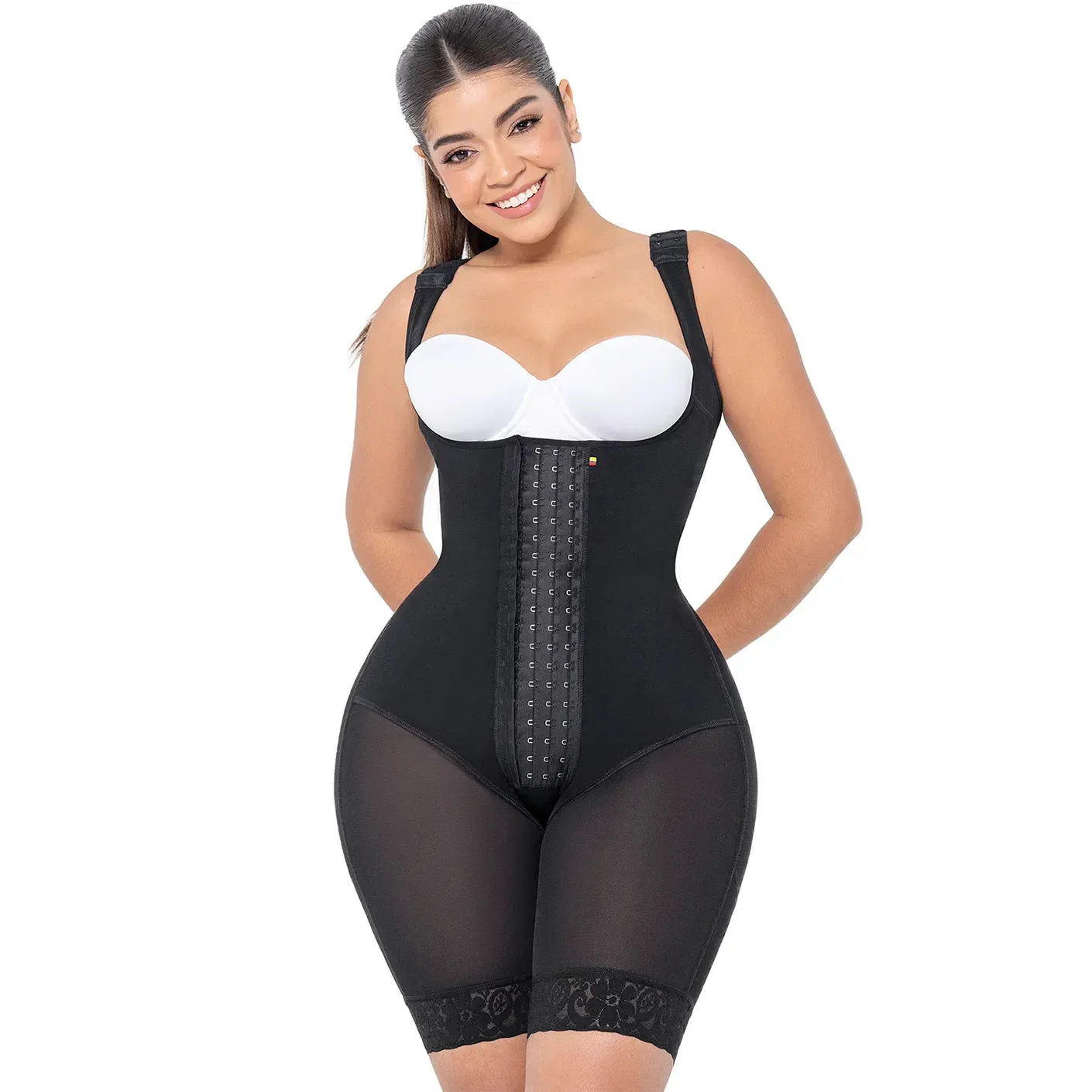 MARIAE RXC5330 Fajas Colombianas Reductoras Moldeadoras Daily Use Shapewear Bodysuit Mid Thigh & Open Bust