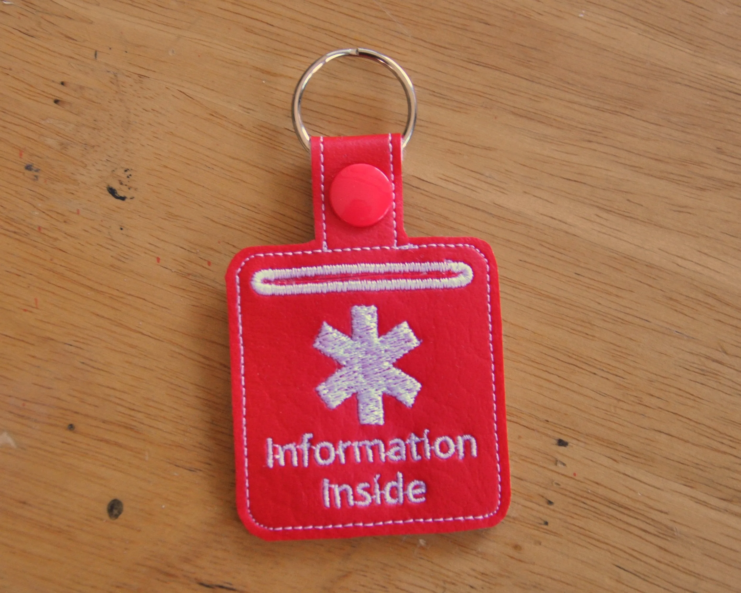 Medical Alert Keychain, Key Fob. Medical Information Inside.