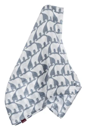 Milkbarn - Organic Muslin Baby Swaddle - Blue Elephant