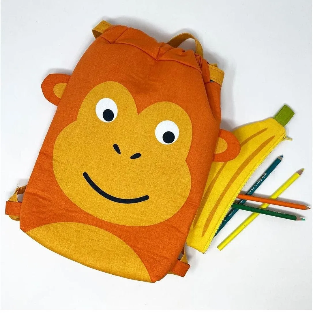 Moda Back To School: Fabric Monkey Backpack Panel: Multi Colour 20897-11