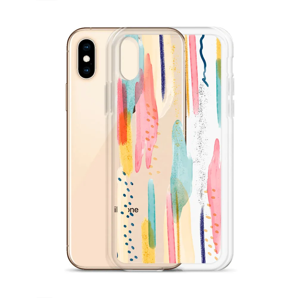 Modern Abstract Clear iPhone 16 15 14 13 12 11 Pro Max Art Phone Case, Brush Strokes Design Cover For iPhone 7 8 X 10 XR XS Aesthetic