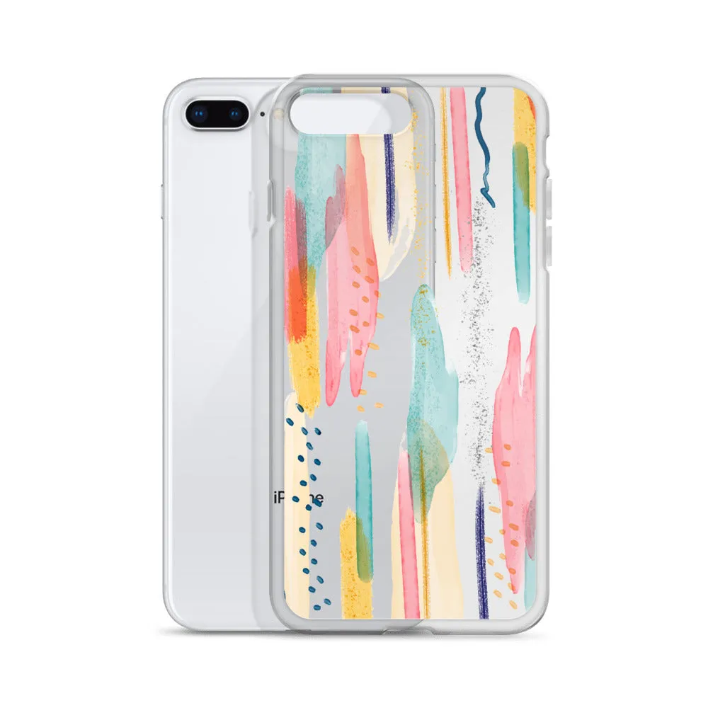 Modern Abstract Clear iPhone 16 15 14 13 12 11 Pro Max Art Phone Case, Brush Strokes Design Cover For iPhone 7 8 X 10 XR XS Aesthetic