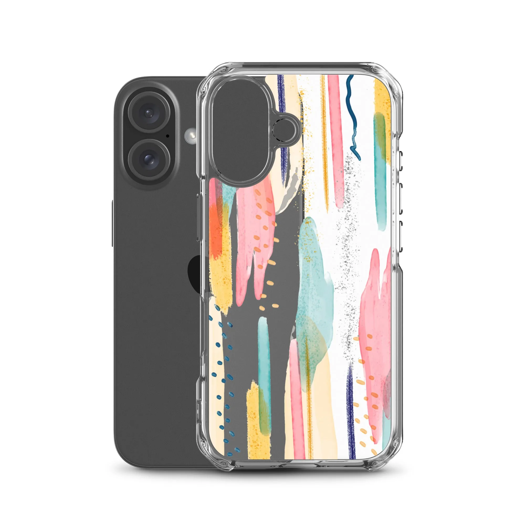 Modern Abstract Clear iPhone 16 15 14 13 12 11 Pro Max Art Phone Case, Brush Strokes Design Cover For iPhone 7 8 X 10 XR XS Aesthetic