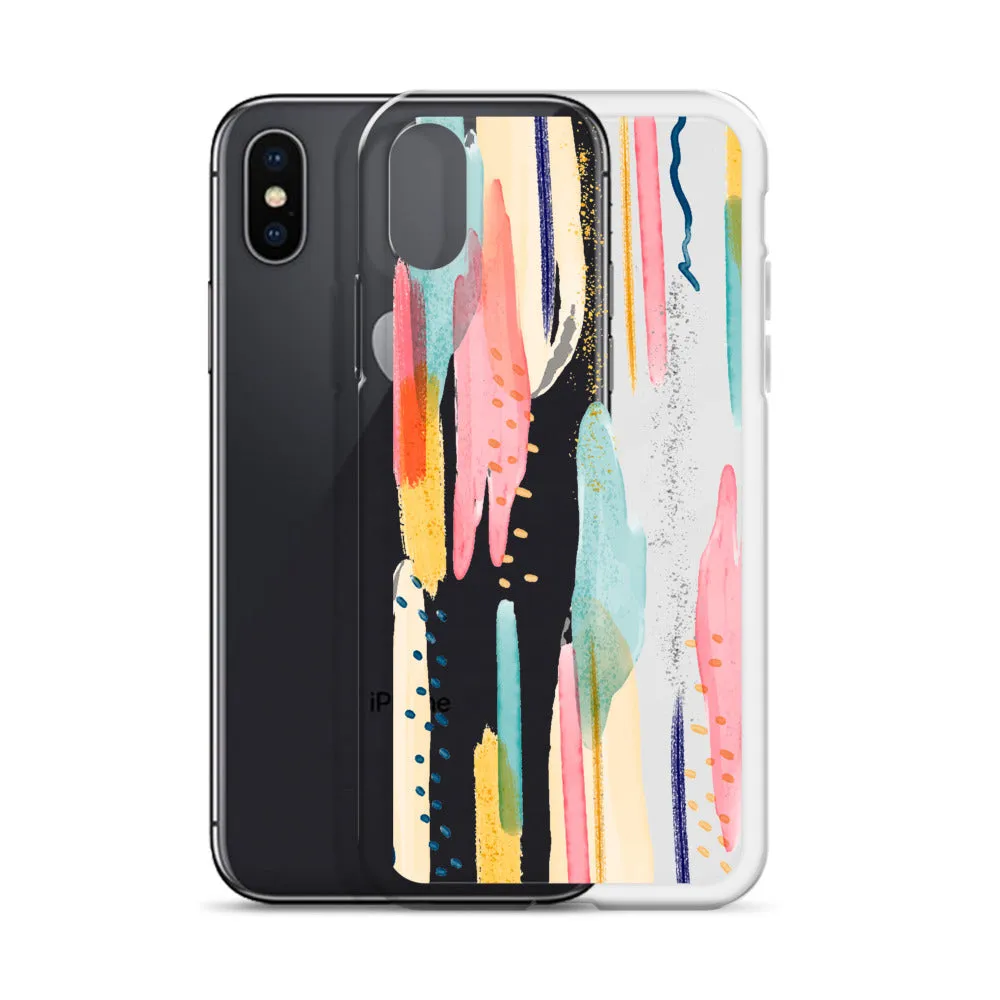 Modern Abstract Clear iPhone 16 15 14 13 12 11 Pro Max Art Phone Case, Brush Strokes Design Cover For iPhone 7 8 X 10 XR XS Aesthetic