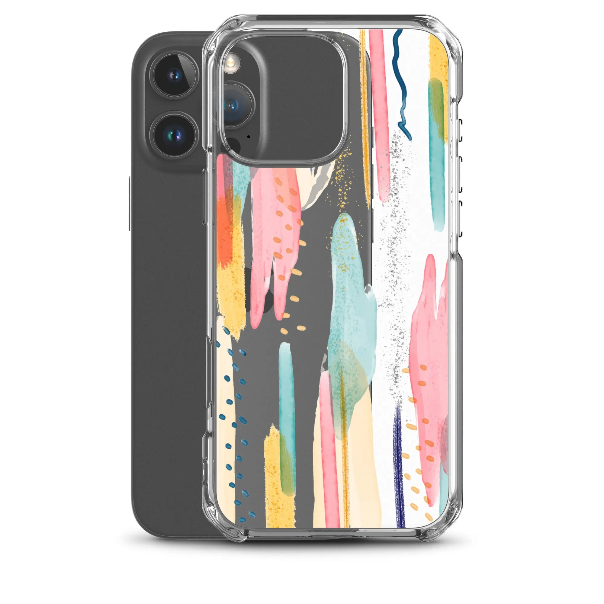 Modern Abstract Clear iPhone 16 15 14 13 12 11 Pro Max Art Phone Case, Brush Strokes Design Cover For iPhone 7 8 X 10 XR XS Aesthetic