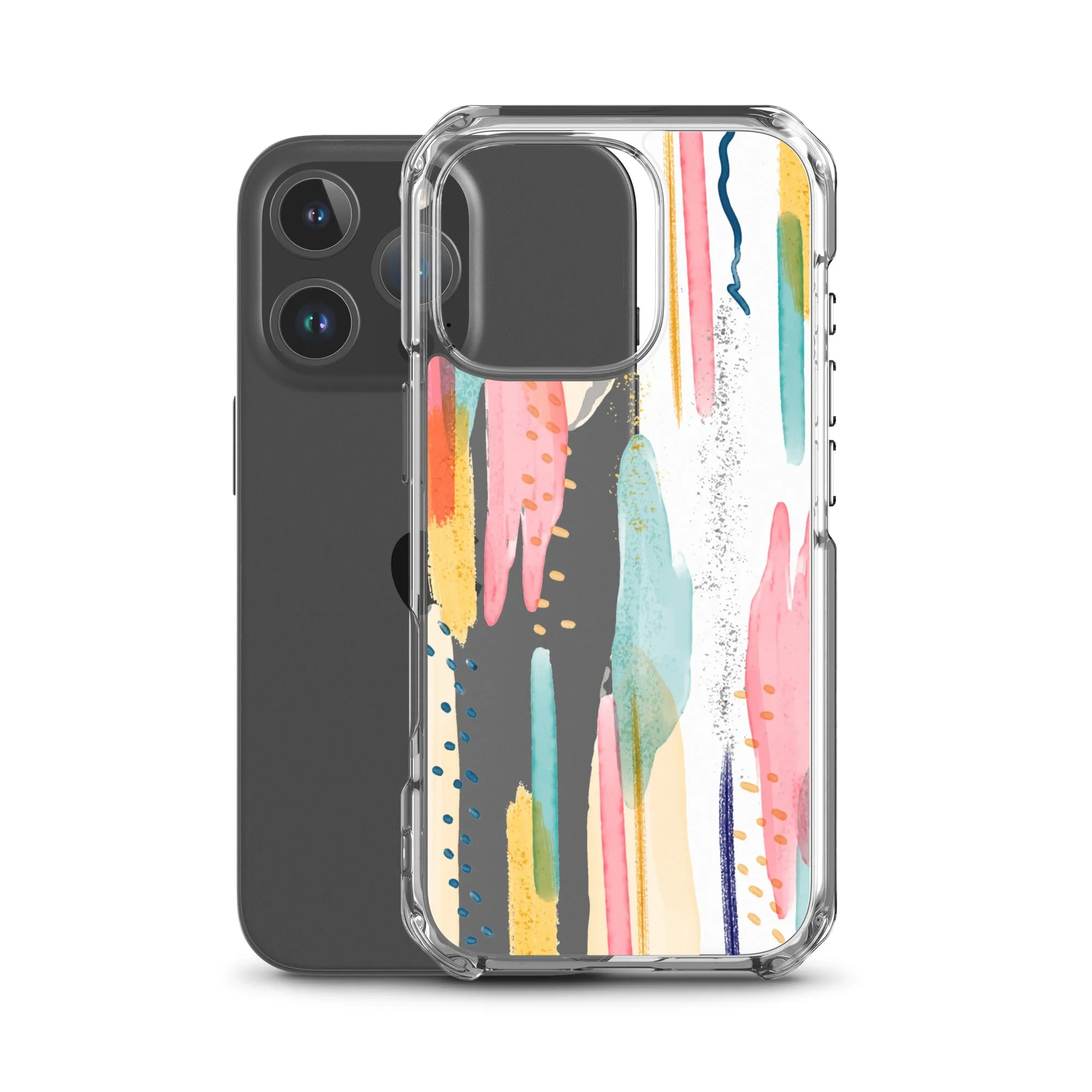 Modern Abstract Clear iPhone 16 15 14 13 12 11 Pro Max Art Phone Case, Brush Strokes Design Cover For iPhone 7 8 X 10 XR XS Aesthetic